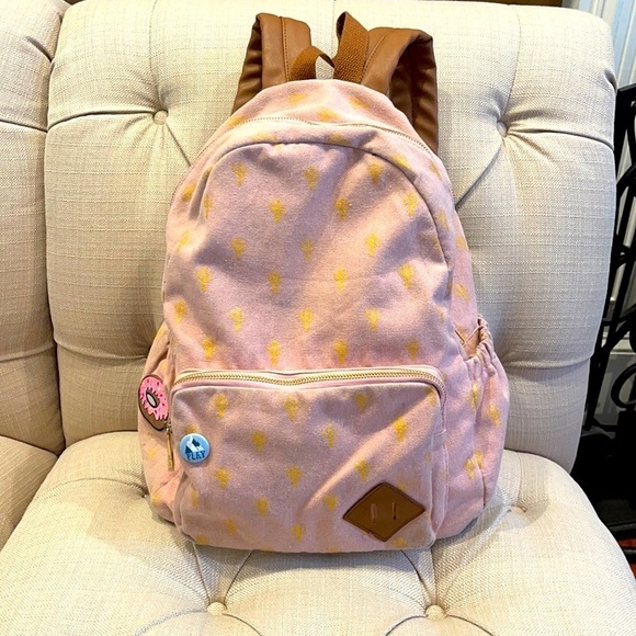 Madden Girl Pink Backpack w/Gold Cactus Design - Picture 1 of 13